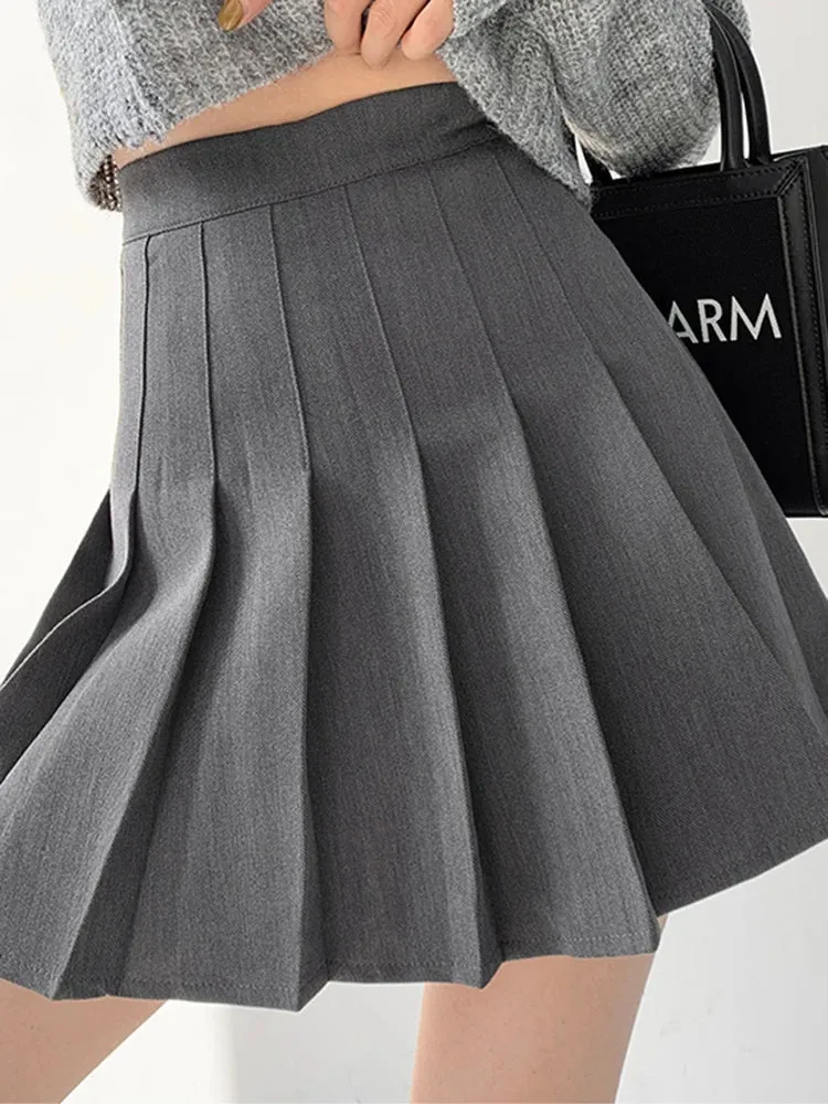 2024 Summer Women High Waist Pleated Skirt A-line Plaid Sexy Mini Skirts Preppy Uniform Tennis Skirts for Girls Black White