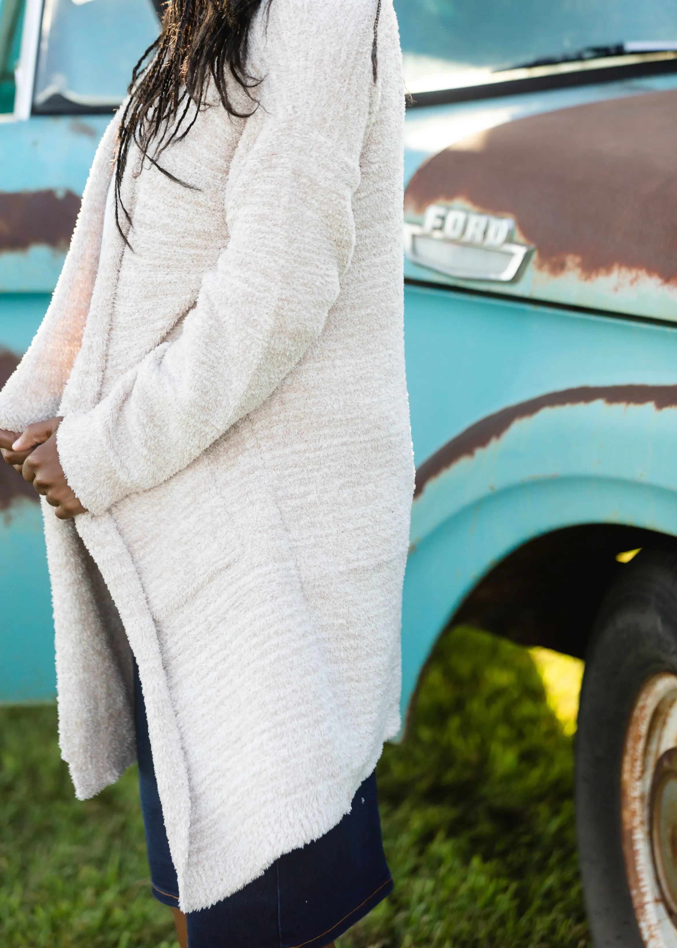 Amaya Cozy Long Taupe Cardigan - FINAL SALE