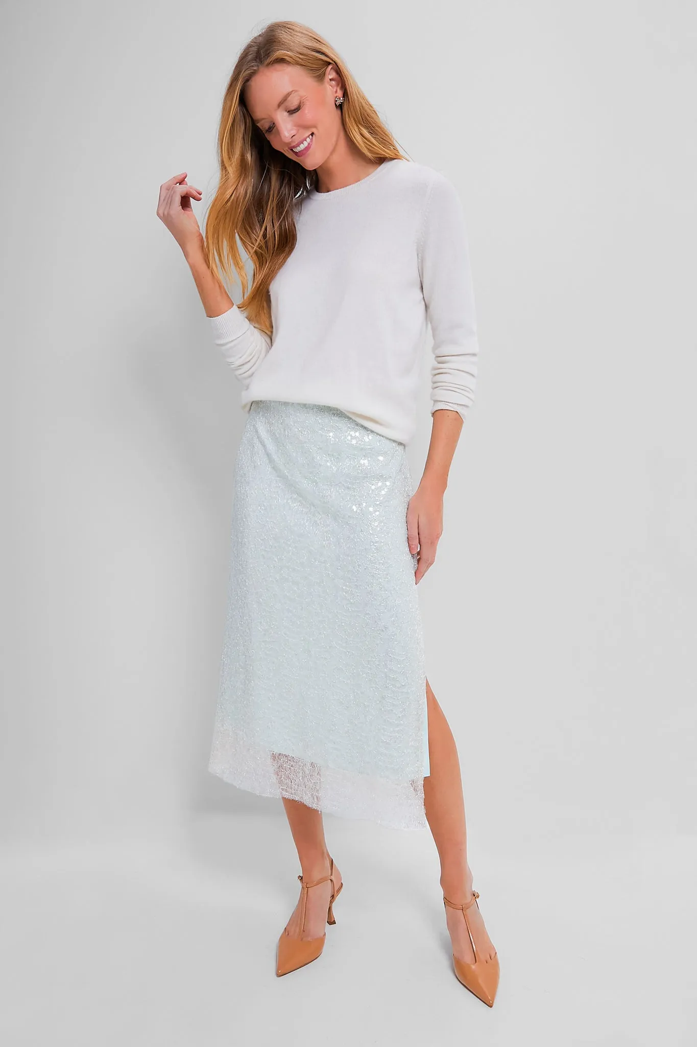 Aqua Glassy Sequin Skirt