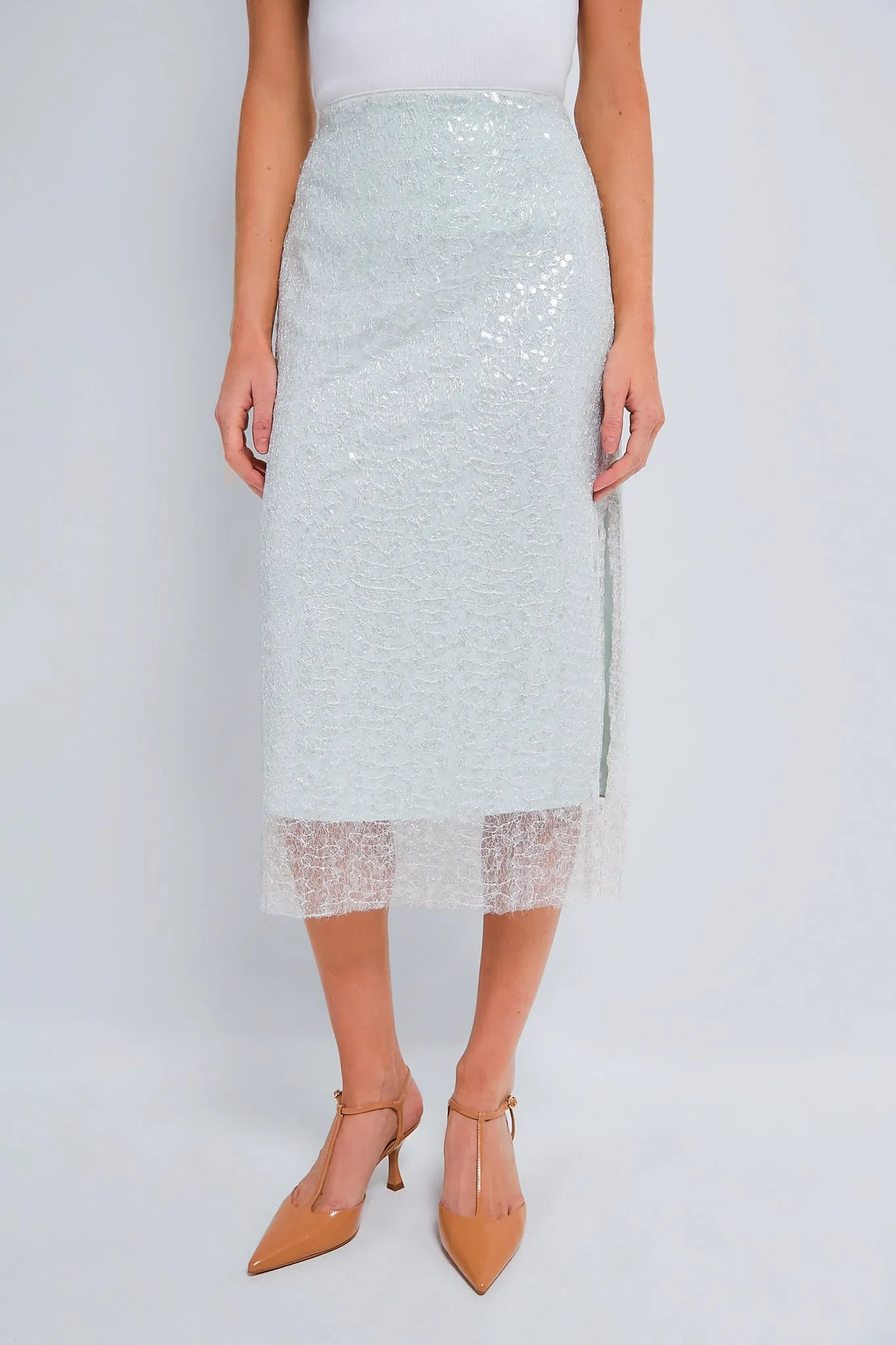 Aqua Glassy Sequin Skirt