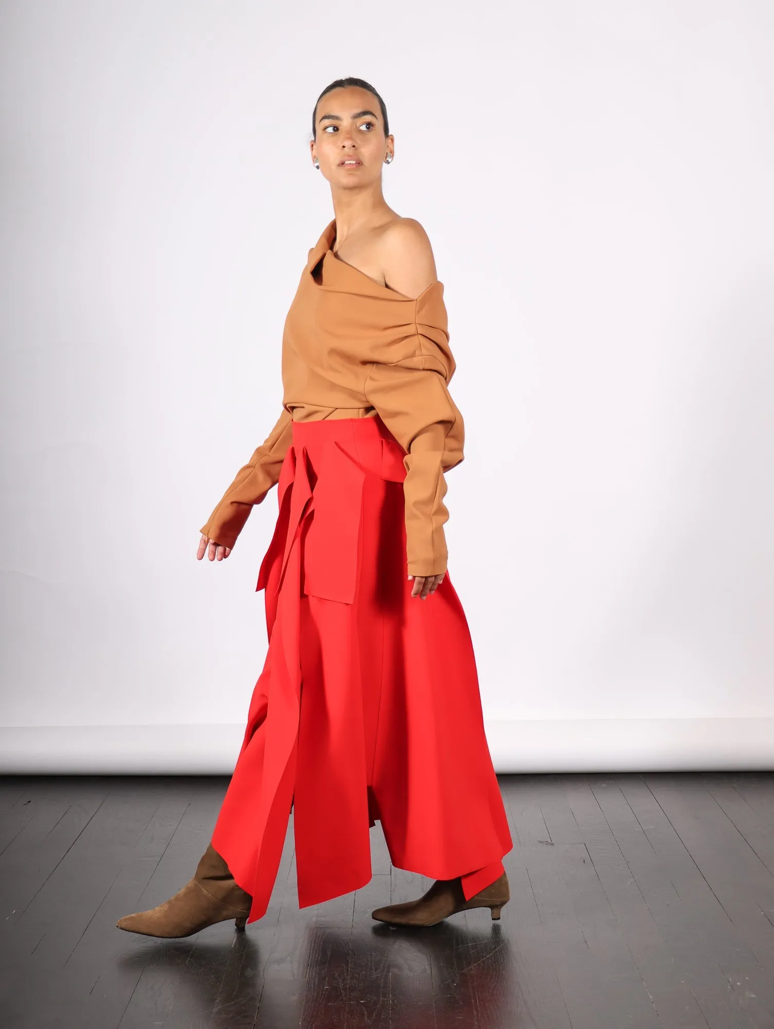 Asymmetric Panels Skirt in Red by A.W.A.K.E. Mode