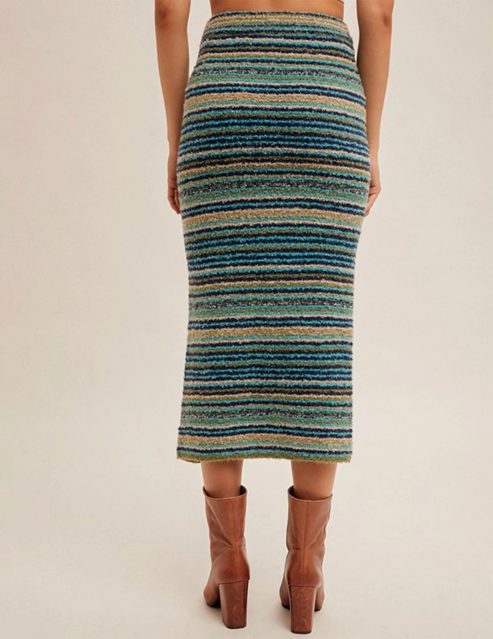 Aurelia Striped Knit Fringe Skirt