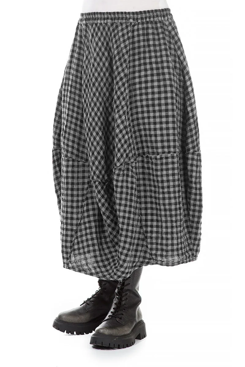 Balloon Grey Check Linen Skirt