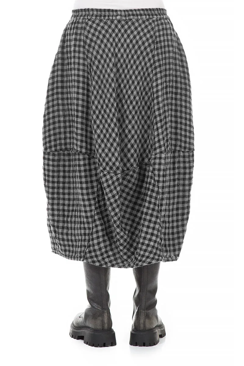 Balloon Grey Check Linen Skirt