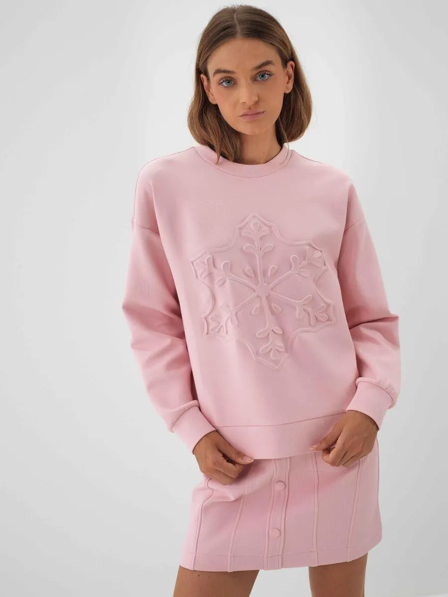 Belinda Pink Snowflake Design Sweatshirt