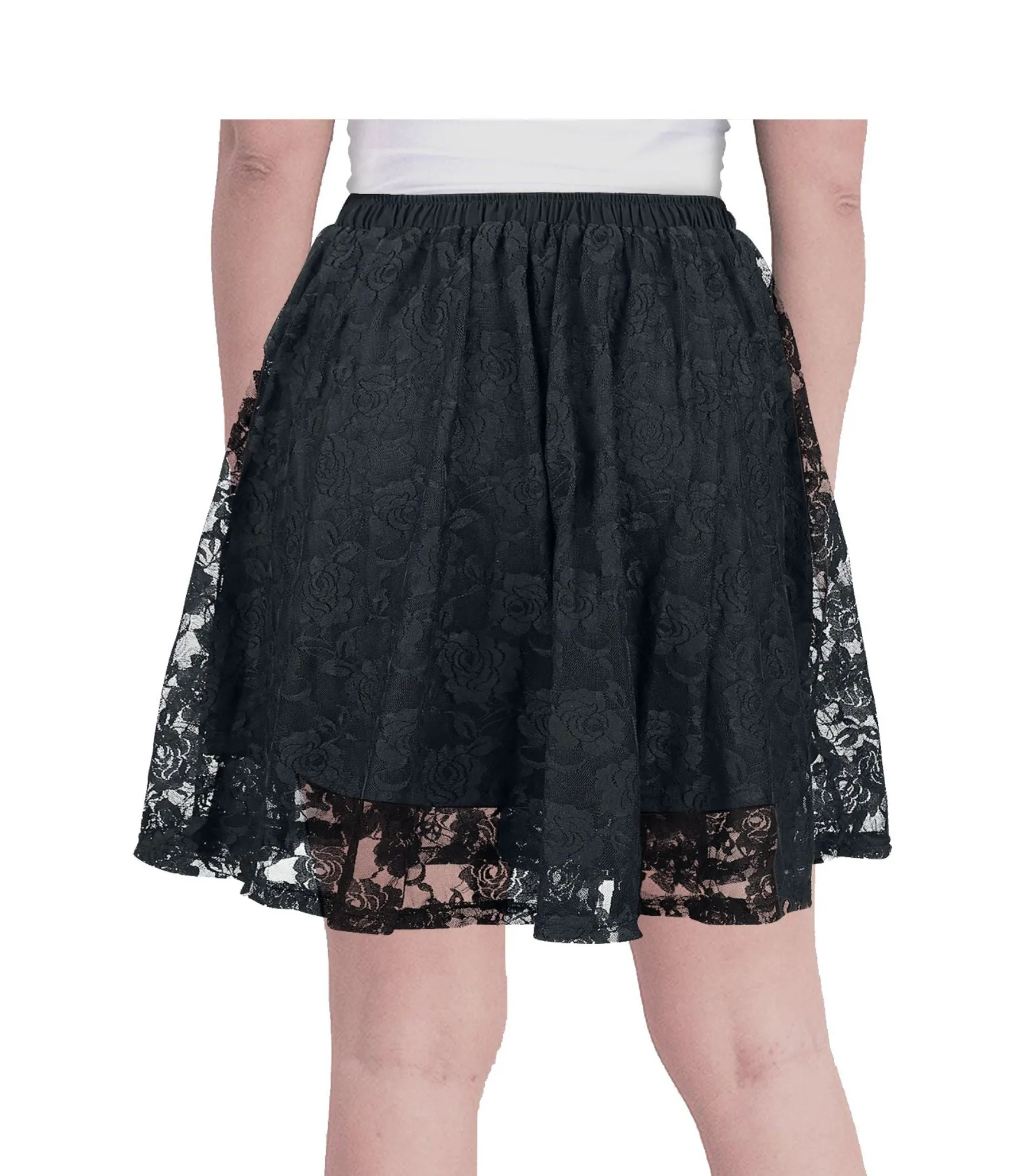 Black Floral Net Pleated Skirt - Wholesale