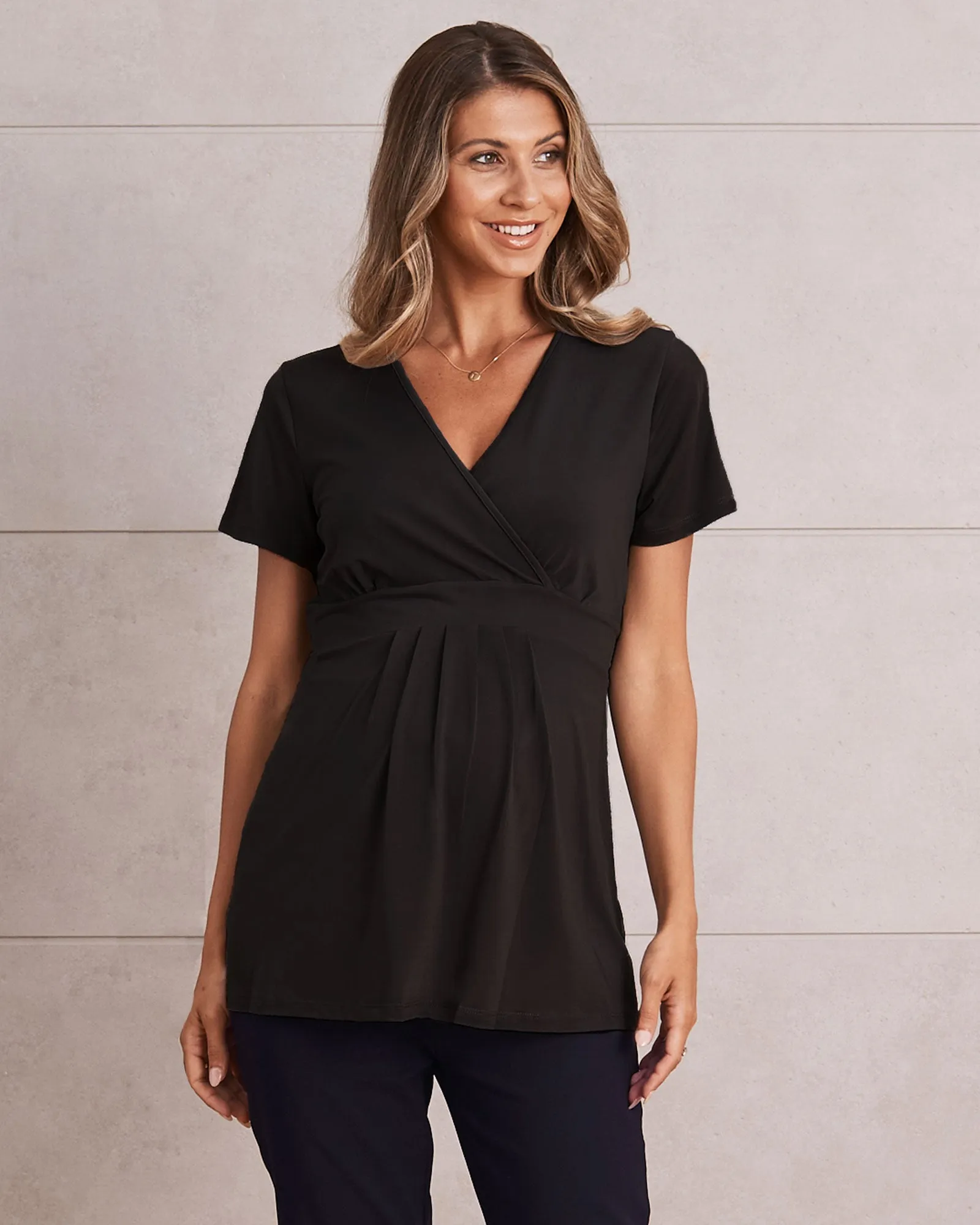 Bree Crossover Black Maternity  Work Top