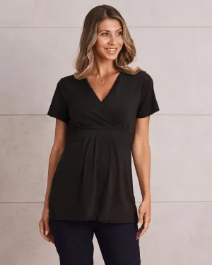 Bree Crossover Black Maternity  Work Top