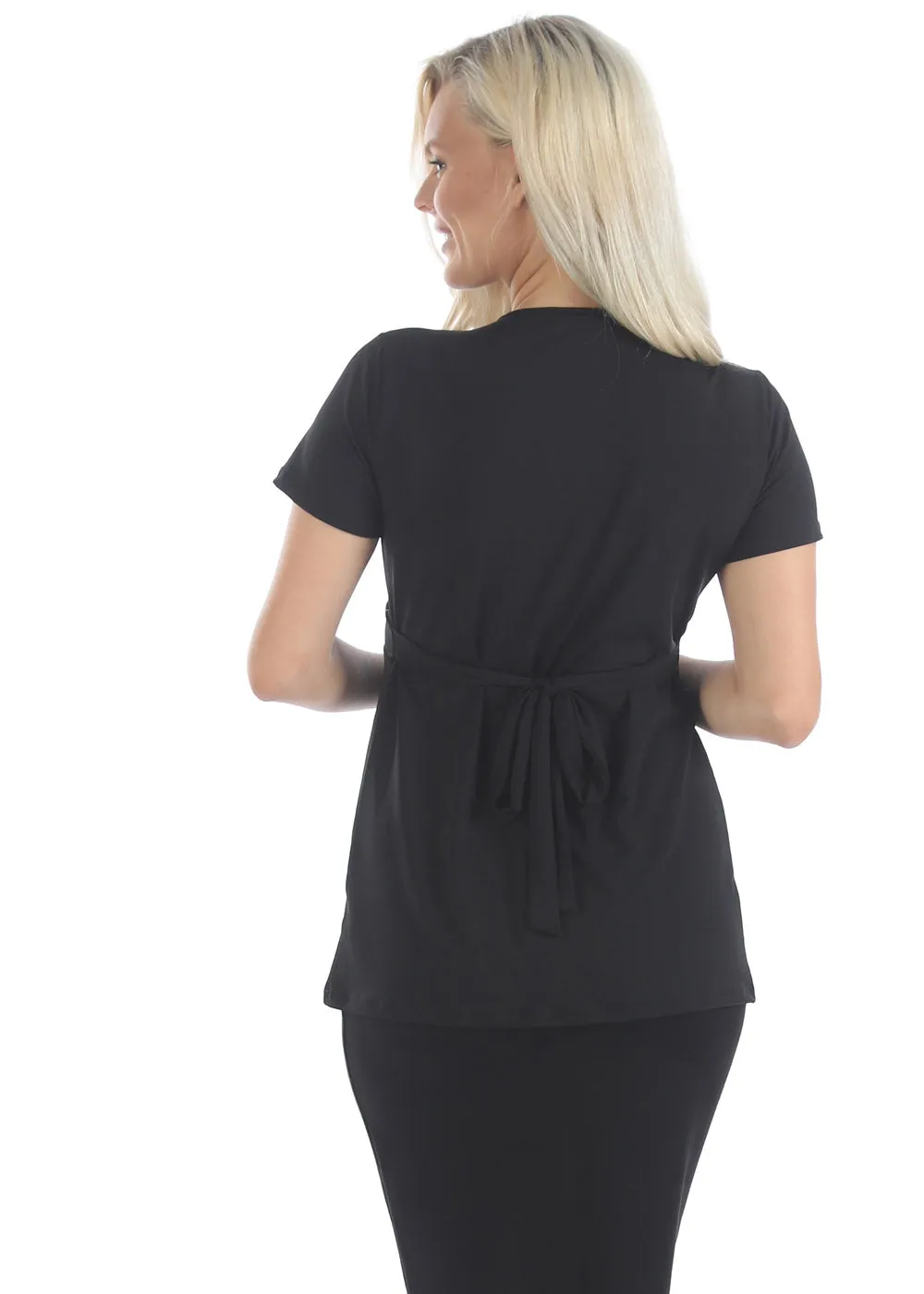 Bree Crossover Black Maternity  Work Top