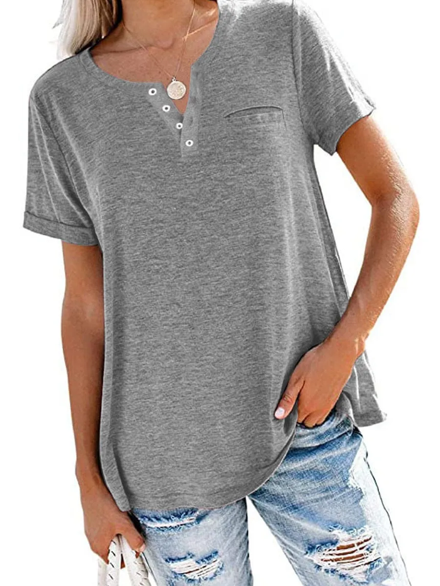 Casual Pocket Tunic Top for Women