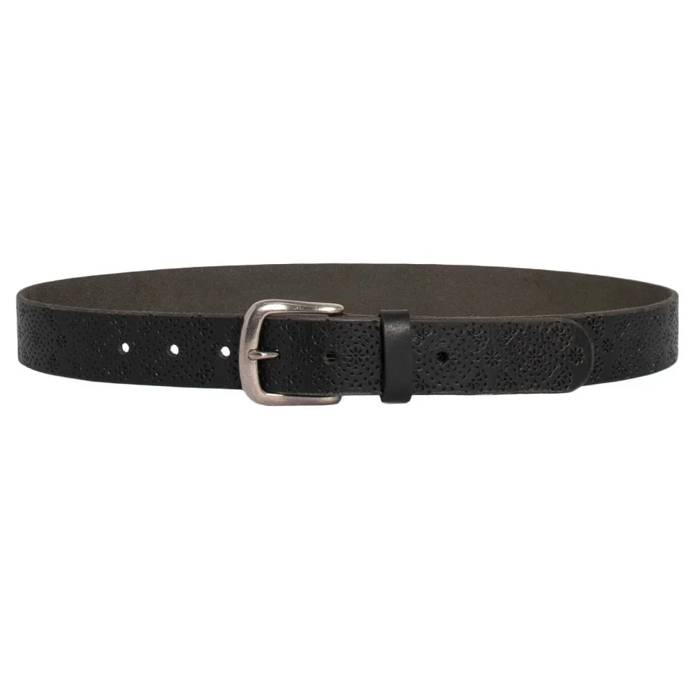 Catherine Embossed Leather Belt Black