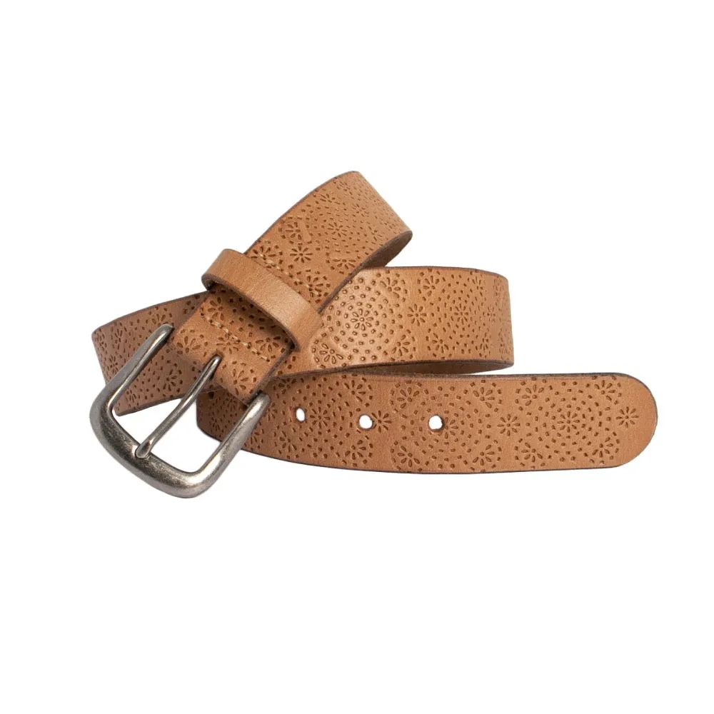 Catherine Embossed Leather Belt Natural