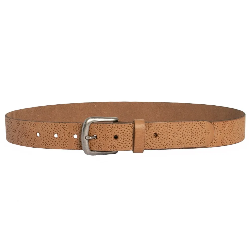 Catherine Embossed Leather Belt Natural