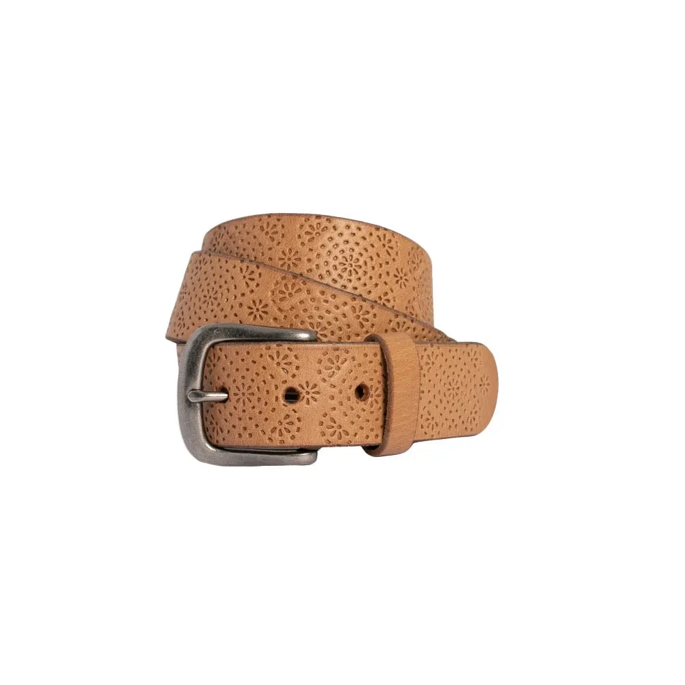 Catherine Embossed Leather Belt Natural