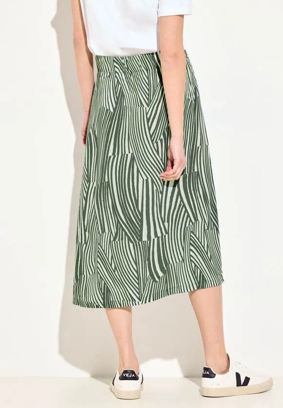 Cecil Print Easy Wear Midi Skirt in green print 361464