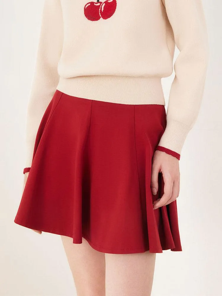 Chili Red Woven Mini Skirt