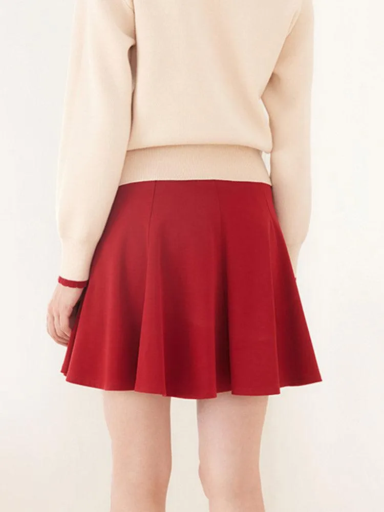 Chili Red Woven Mini Skirt