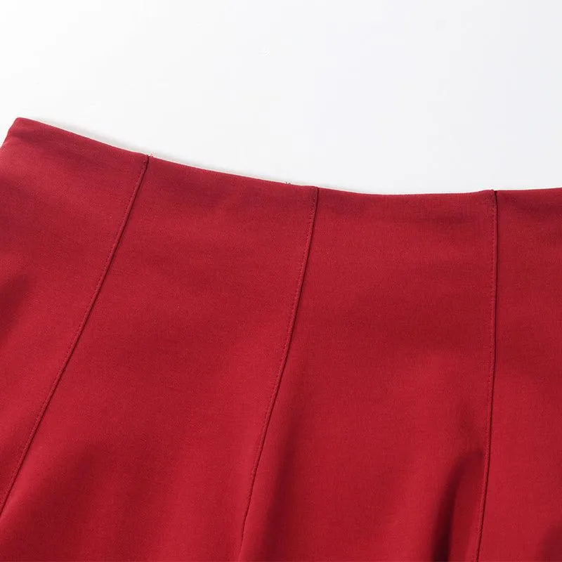 Chili Red Woven Mini Skirt