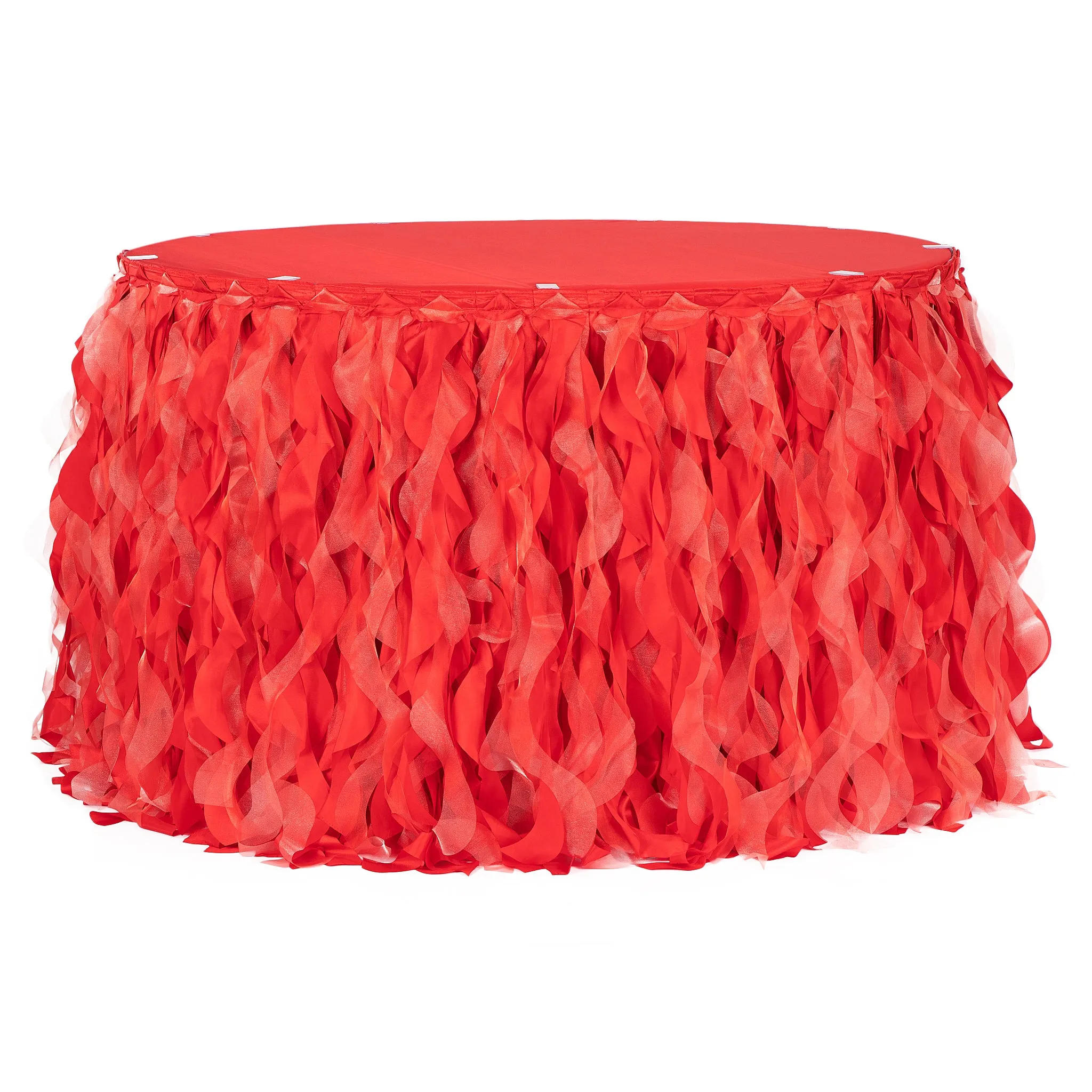 Curly Willow 14ft Table Skirt - Red