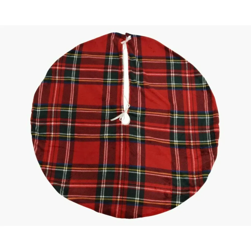 Decoris Polyester Velvet Tree Skirt 100cm - Checkered