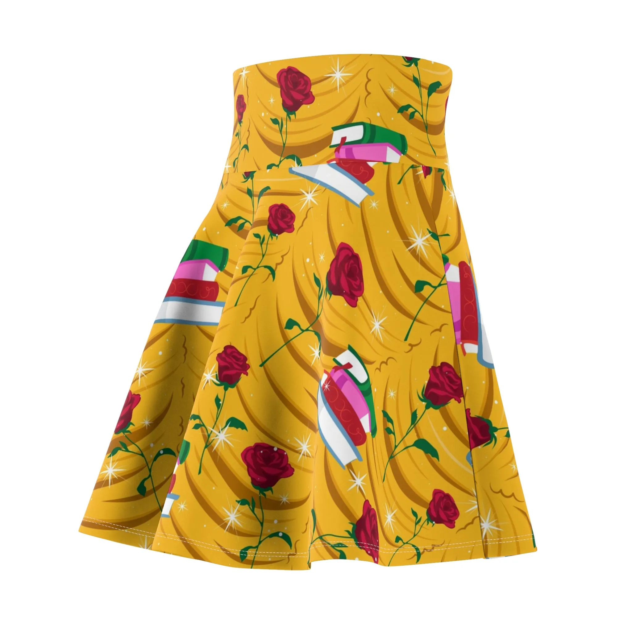 Disney Beauty And The Beast Roses And Books Women's Skater Skirt