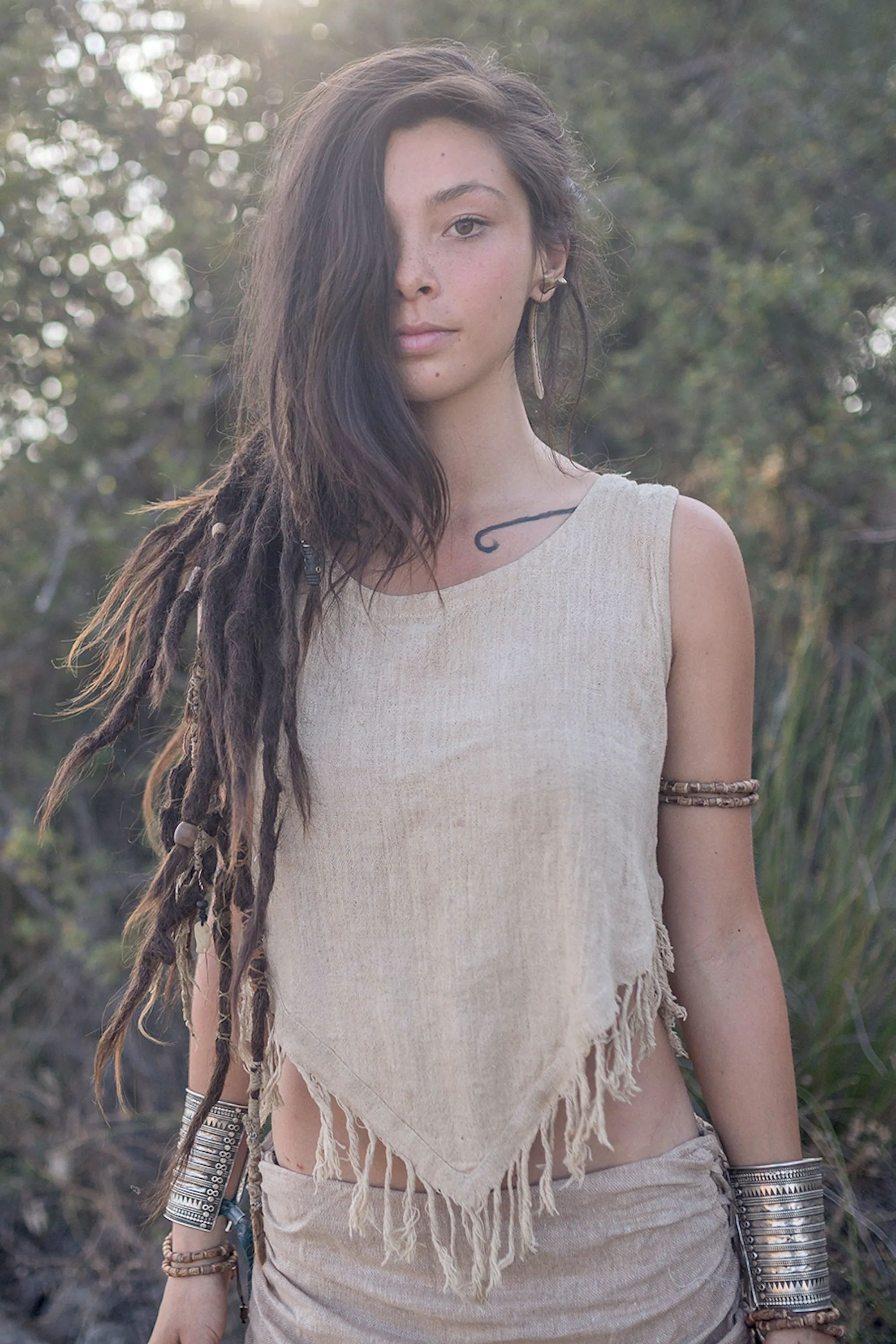 Earthy Pointy Outfit ⋙⋙ Frayed Pointy Top   Earth Layers Skirt ⋙⋙ Hemp & Cotton