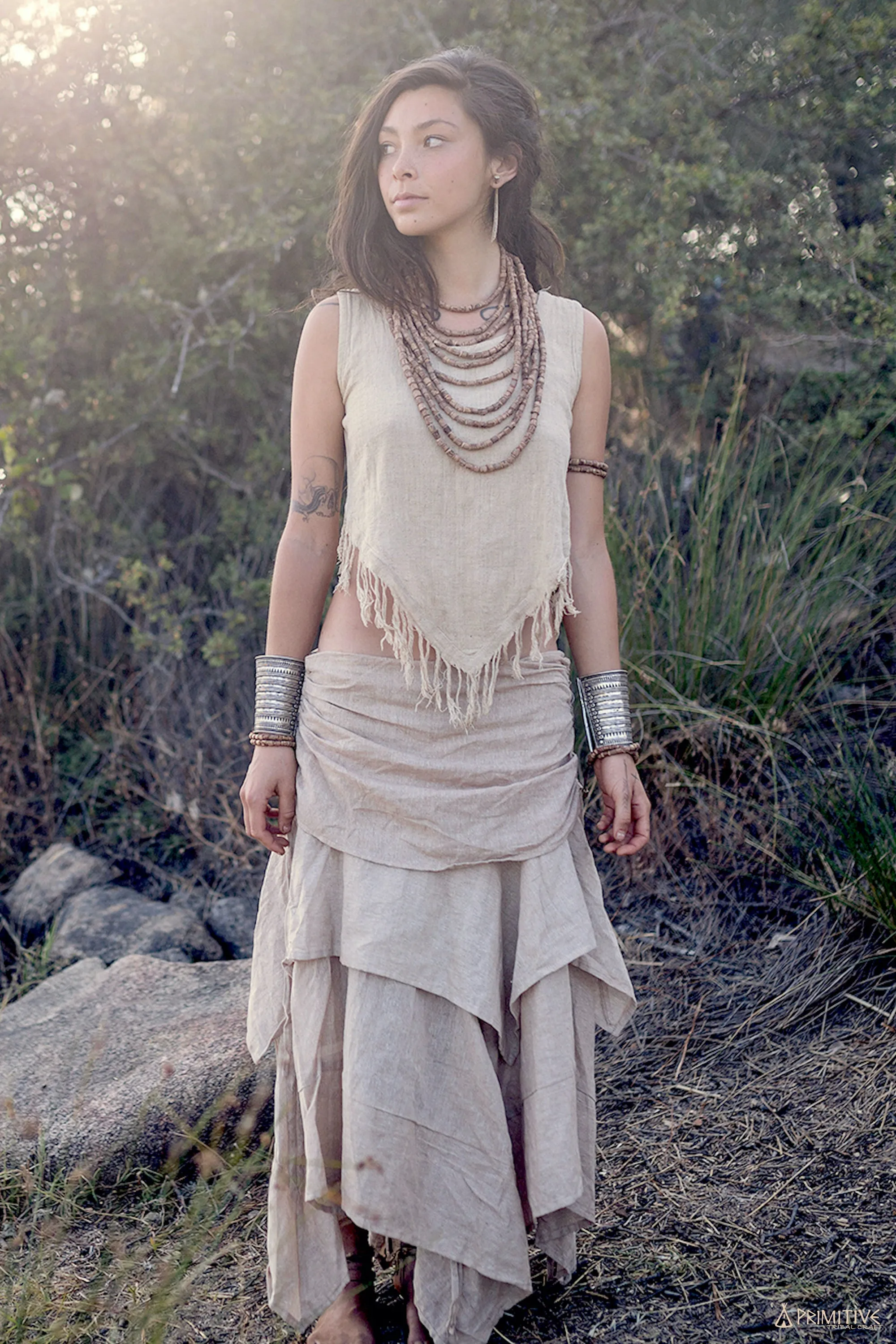 Earthy Pointy Outfit ⋙⋙ Frayed Pointy Top   Earth Layers Skirt ⋙⋙ Hemp & Cotton