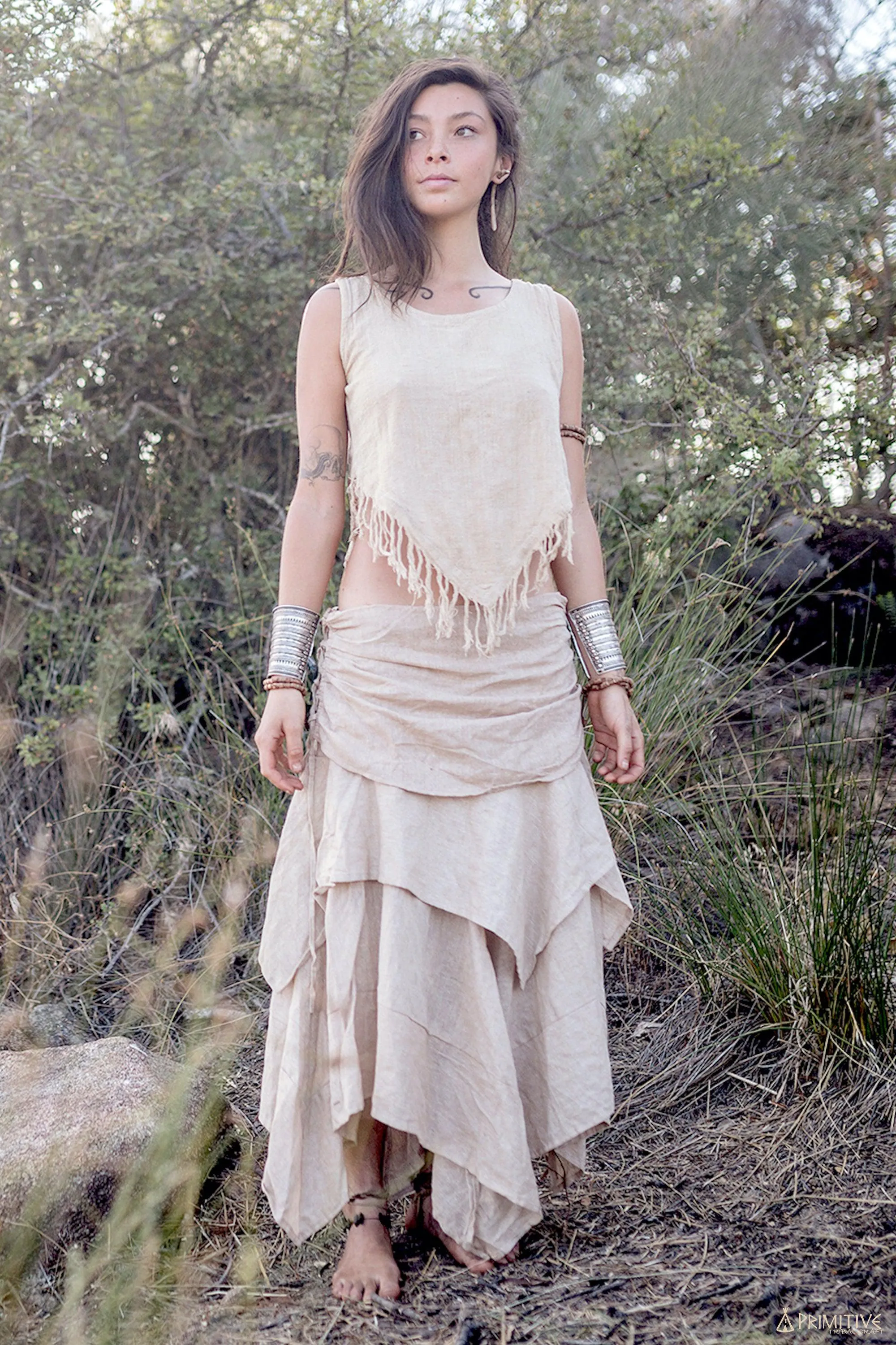 Earthy Pointy Outfit ⋙⋙ Frayed Pointy Top   Earth Layers Skirt ⋙⋙ Hemp & Cotton