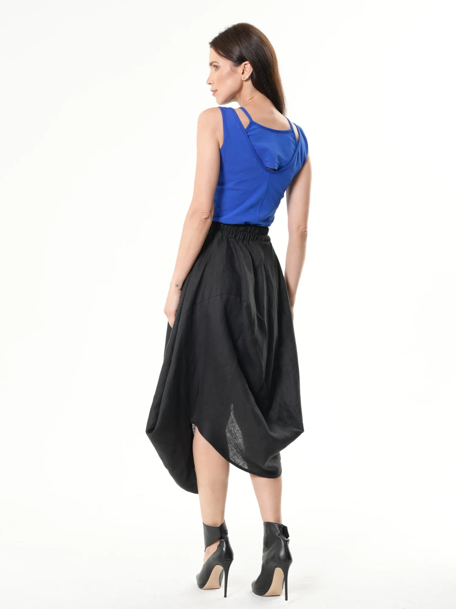 Elastic Waist Linen Skirt