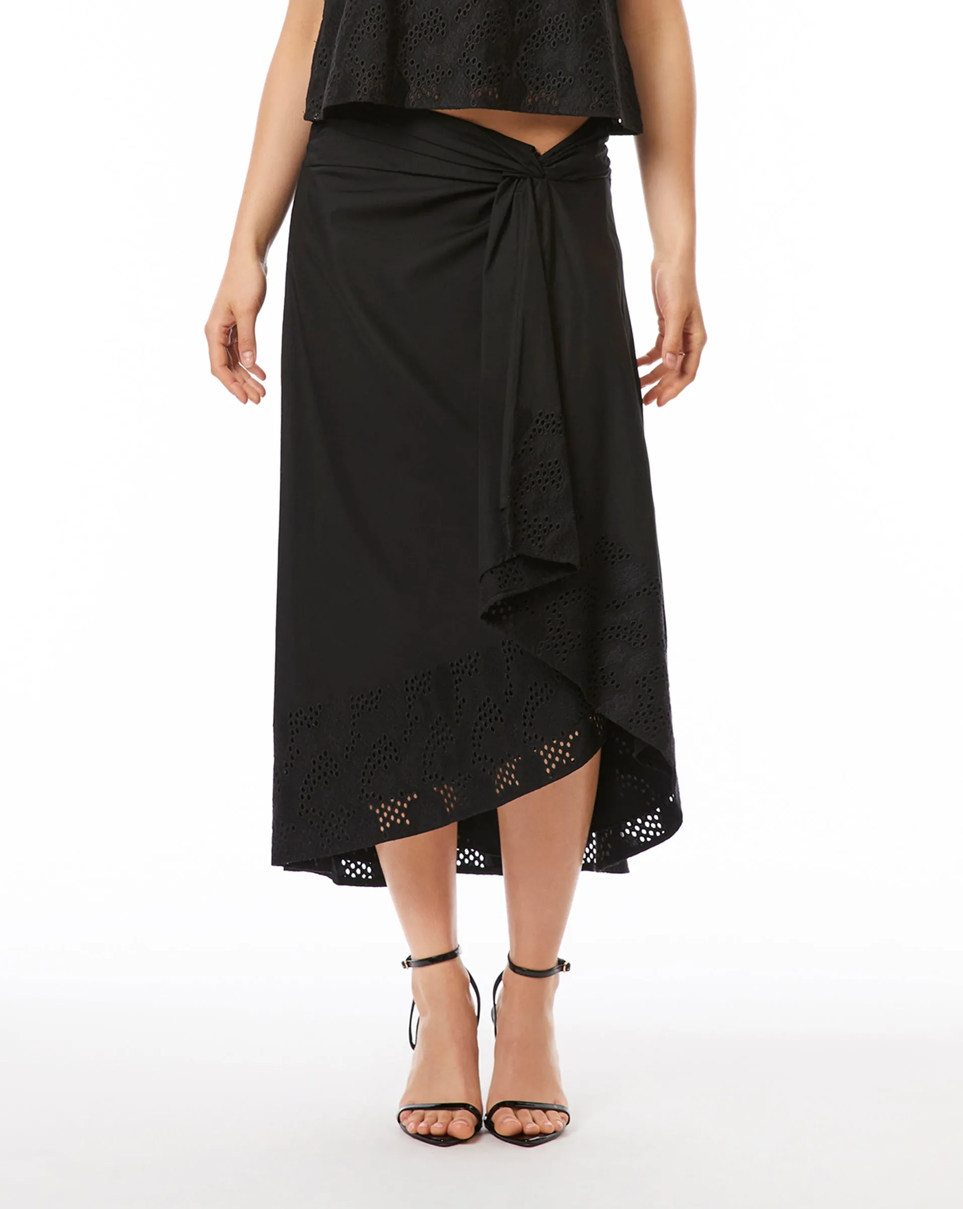 Eyelet Draped Skirt