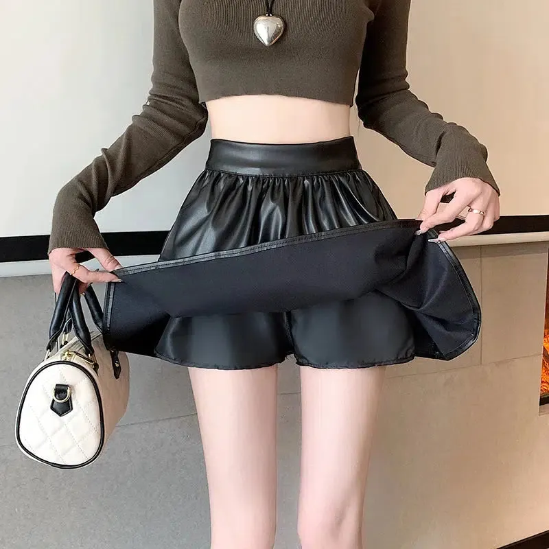 Faux Leather A-Line Mini Skirt