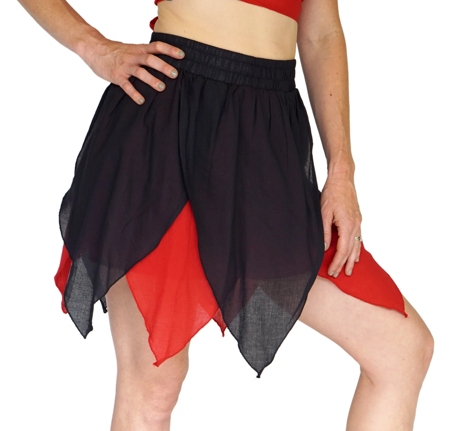 'Floating Petal Skirt' Fairy, Belly Dancer - Black/Red