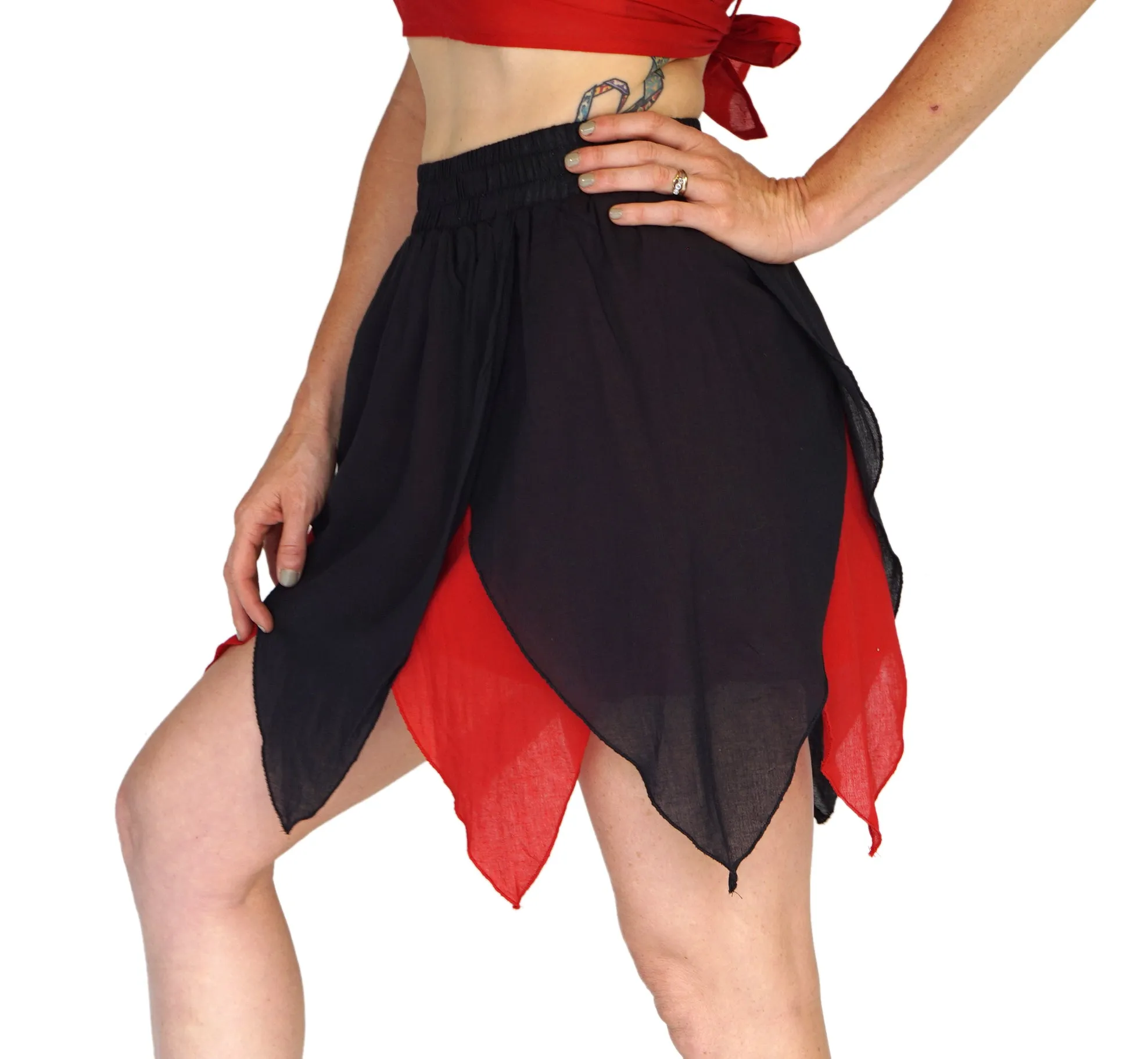 'Floating Petal Skirt' Fairy, Belly Dancer - Black/Red