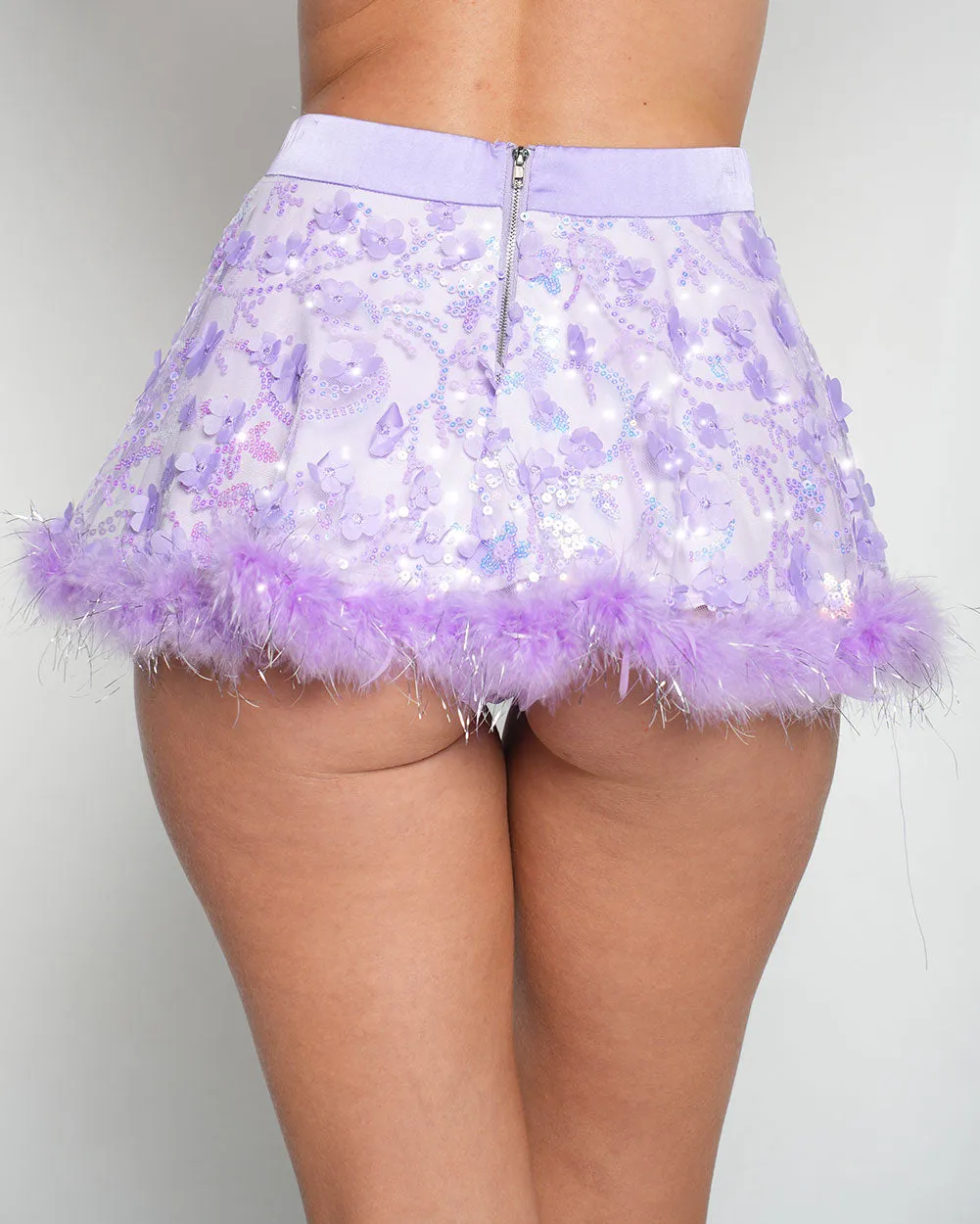 Genie Dust Floral Sequin Marabou Skirt