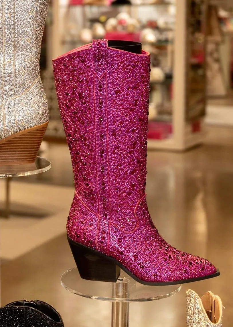 Glitzy Fuscia Rhinestone Cowboy Boots