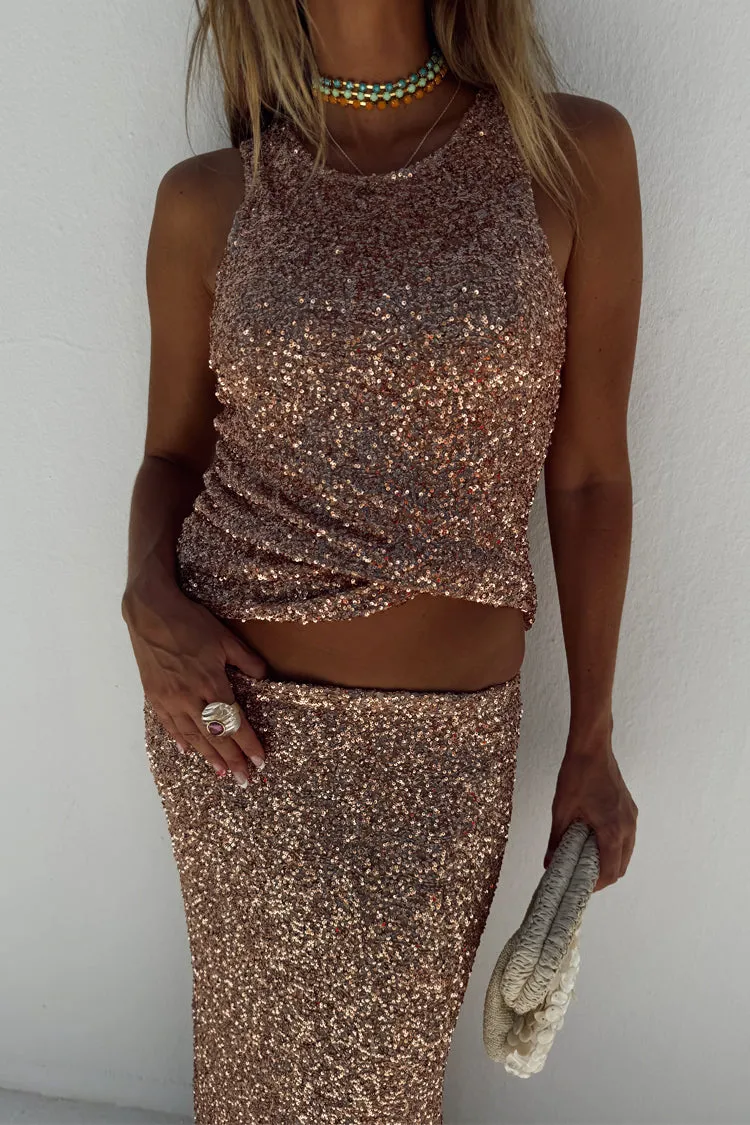 Gold Sequin Dorris Skirt