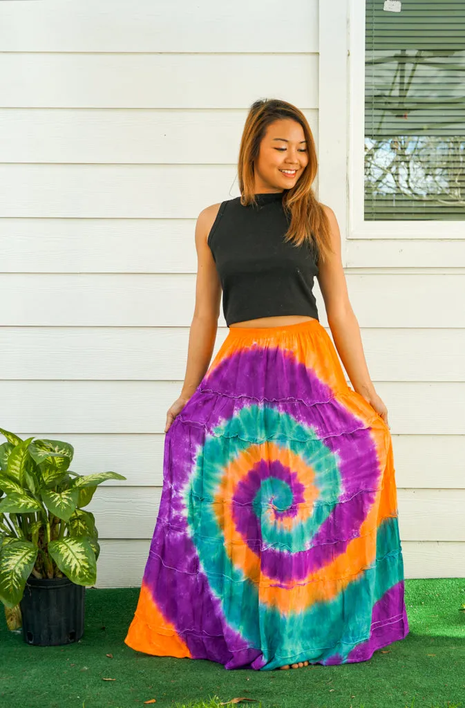 Hand Dyed Tiered Maxi Hippie Skirt