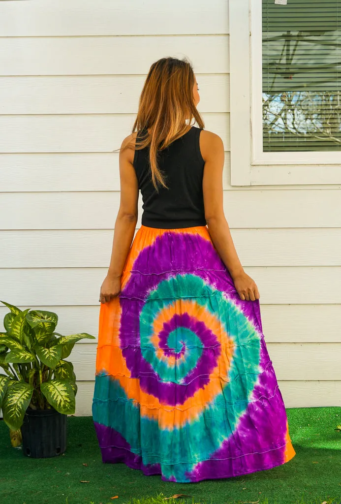 Hand Dyed Tiered Maxi Hippie Skirt