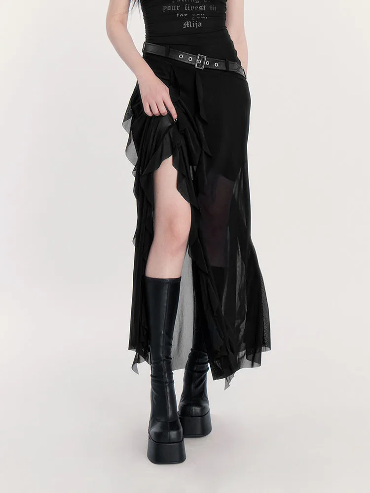 Irregular Mesh Gothic Skirt