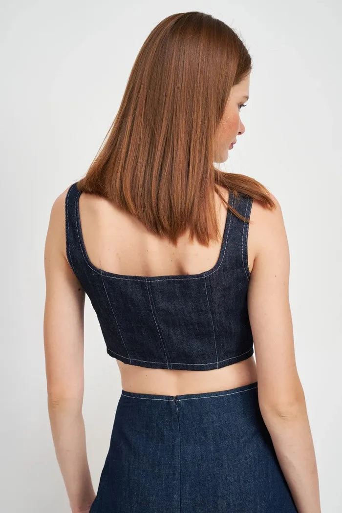 Landes Denim Bustier Top