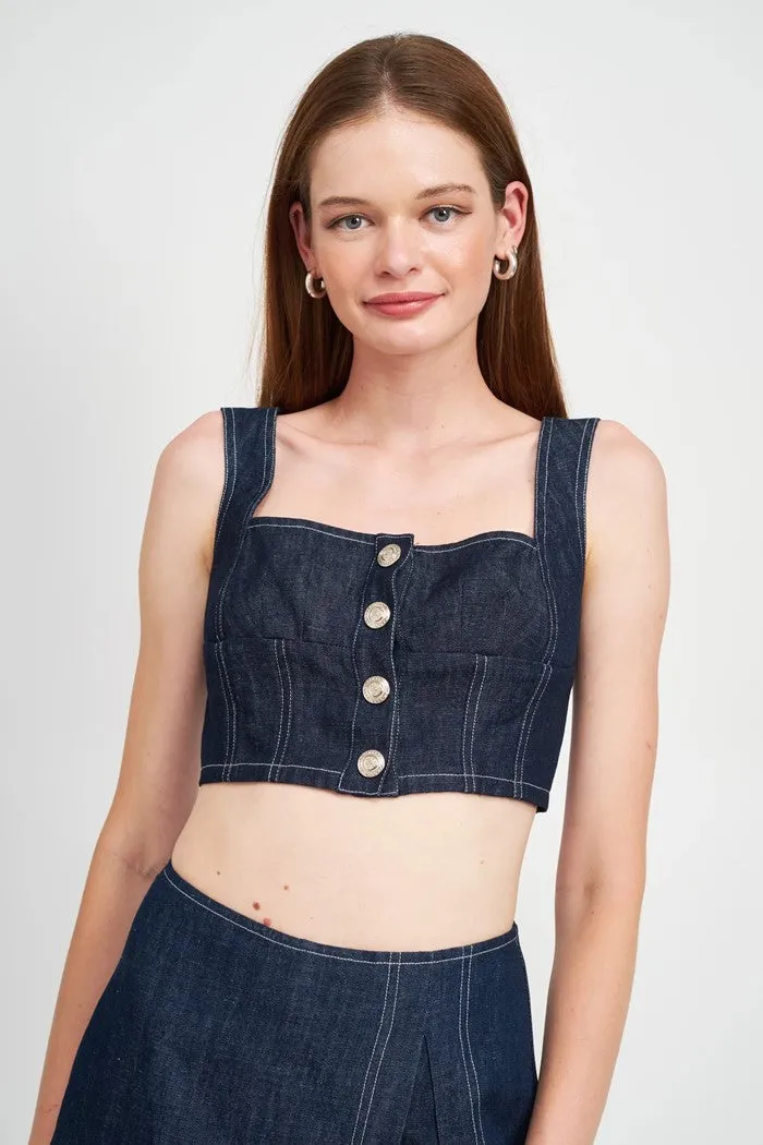 Landes Denim Bustier Top