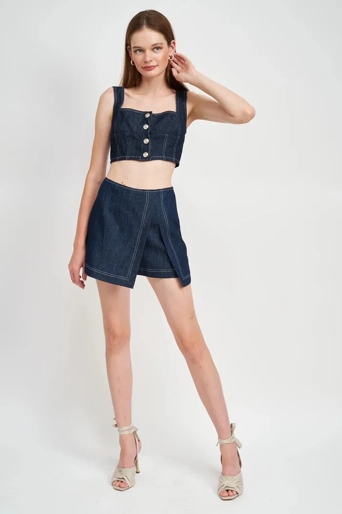 Landes Denim Bustier Top