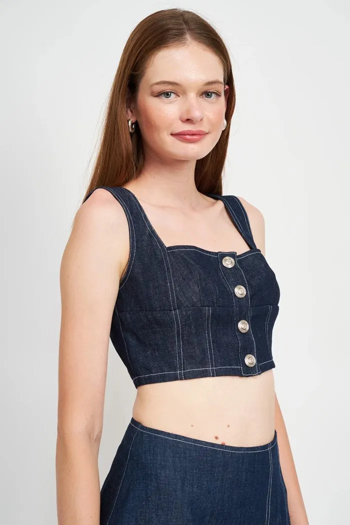 Landes Denim Bustier Top