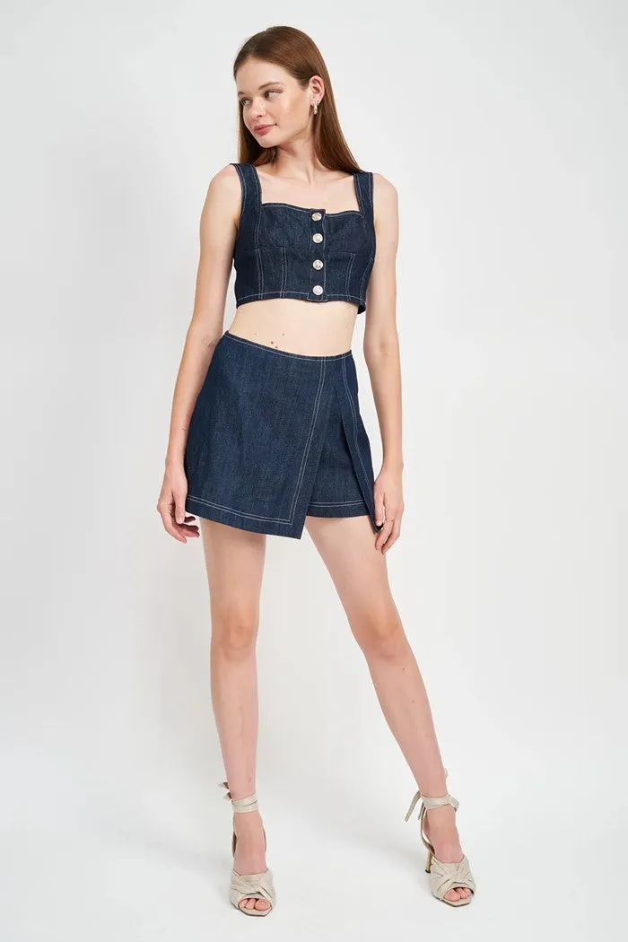 Landes Denim Bustier Top