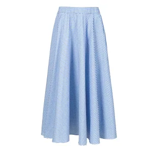 Large Circle Skirt- Blue   White Stripe