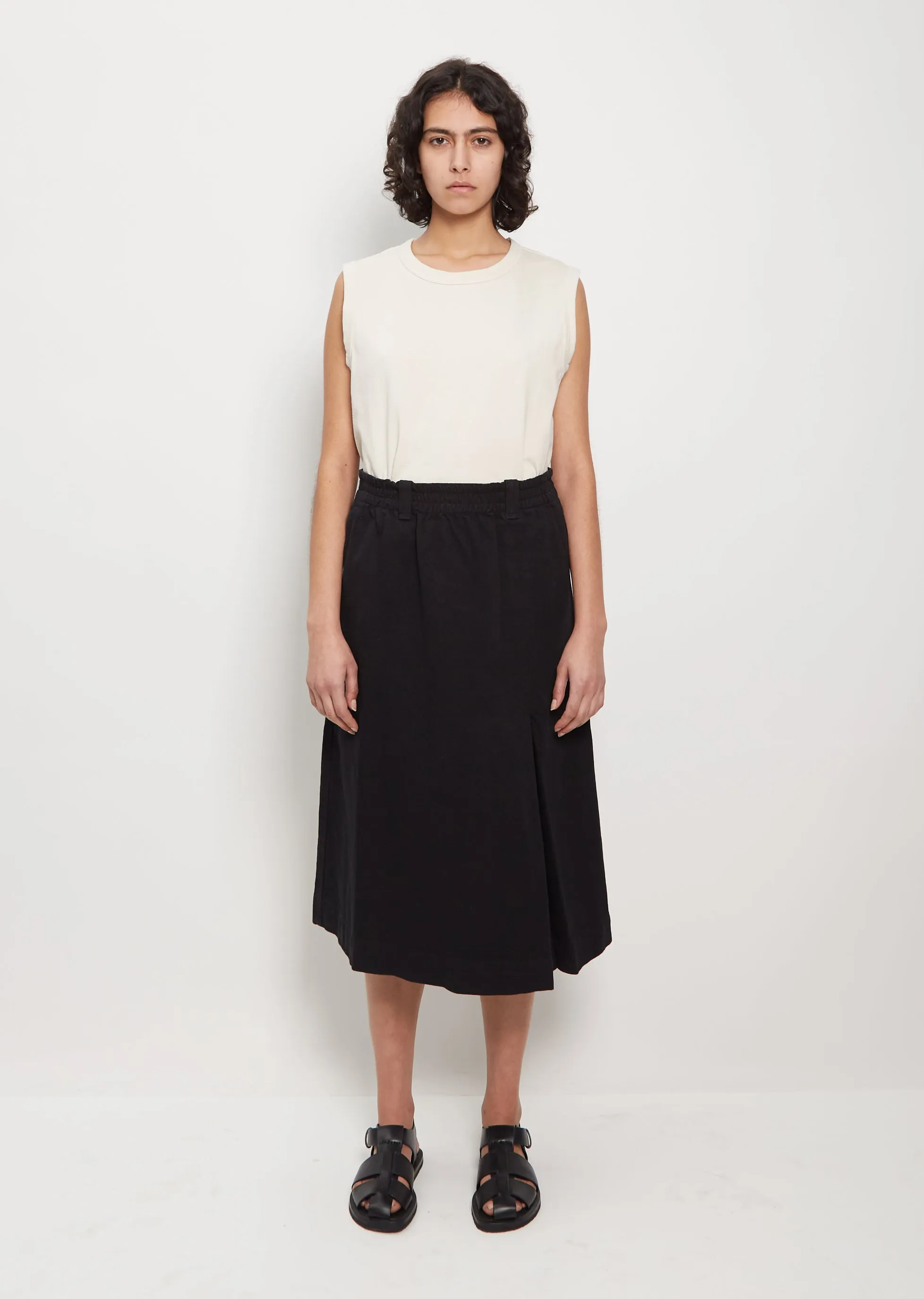 Linen & Cotton Field Skirt — Black