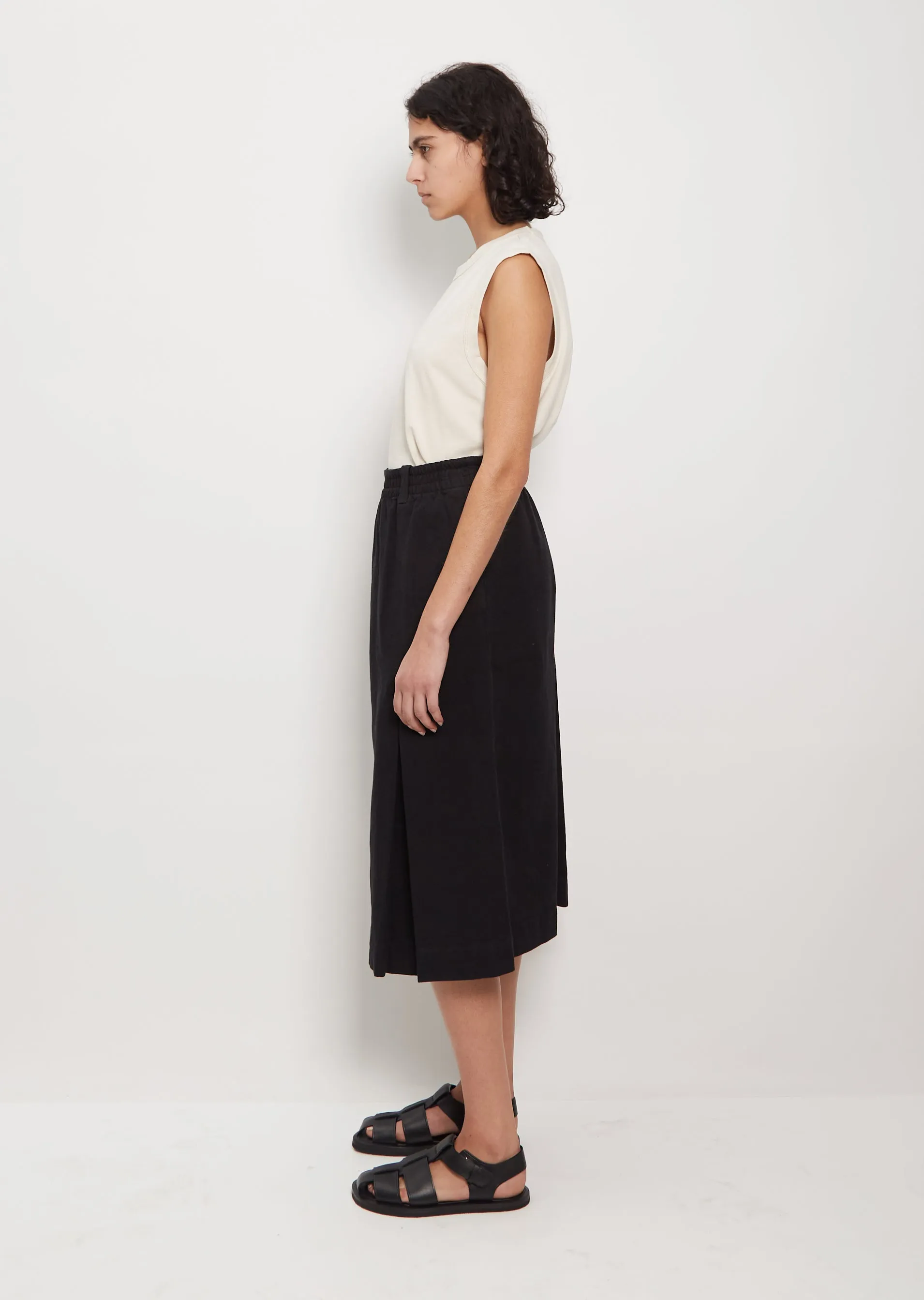 Linen & Cotton Field Skirt — Black