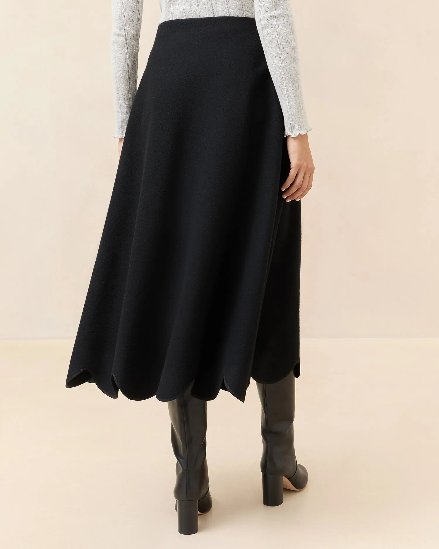 Linnea Scalloped Wool Skirt