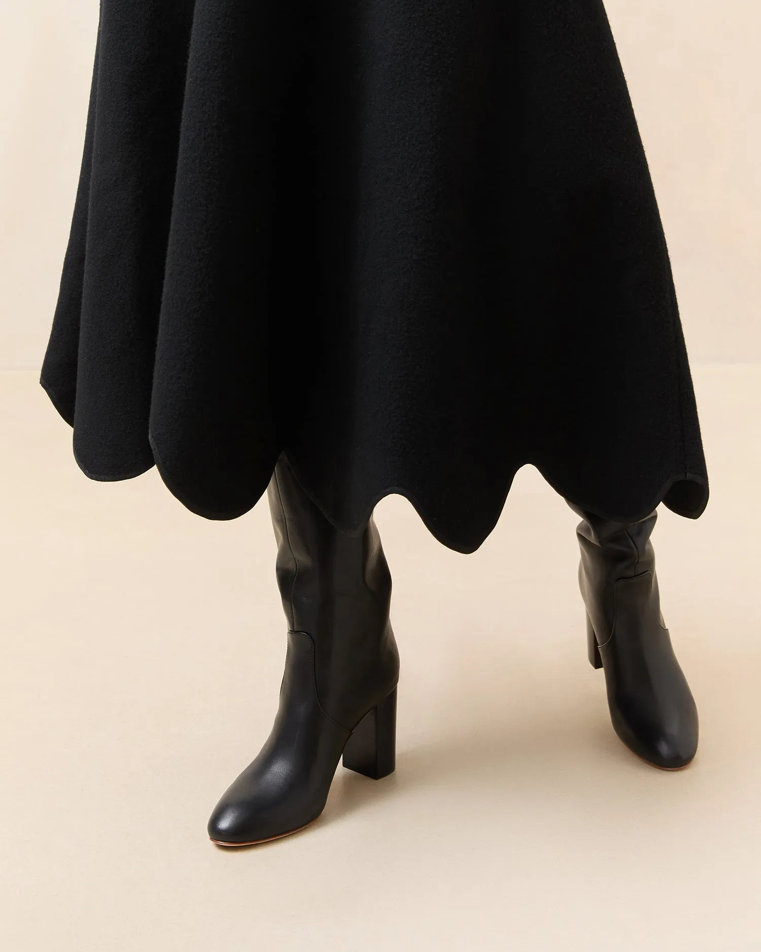 Linnea Scalloped Wool Skirt