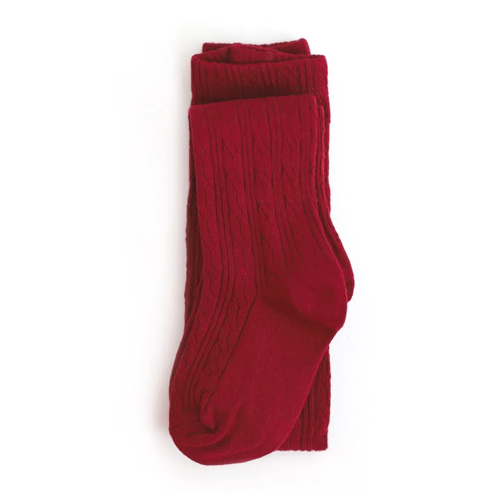 Little Stocking Co. Cable Knit Tights - Crimson